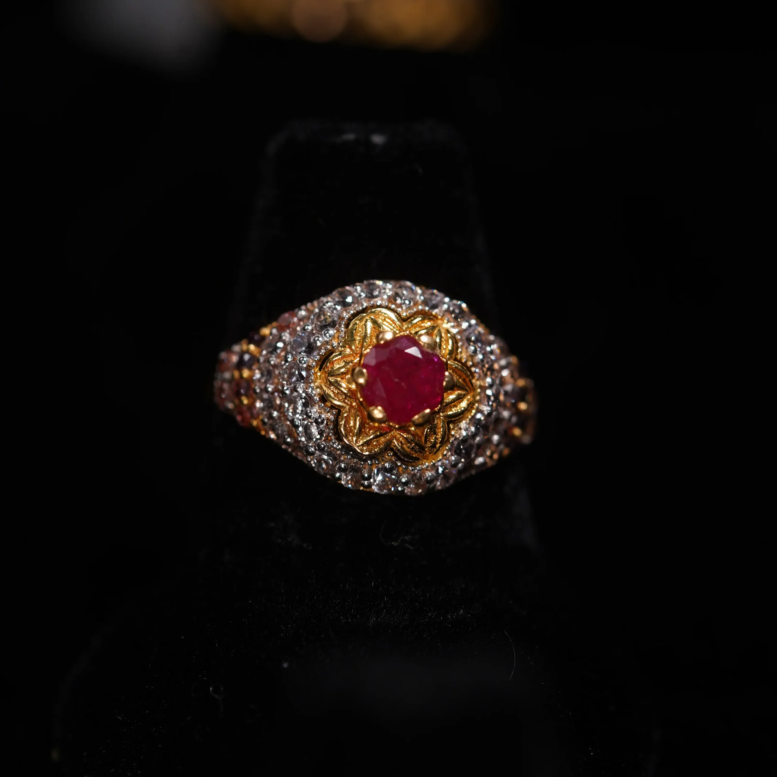 Crimson Dahlia Ring