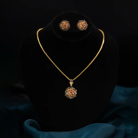 Ruby Rosette Filigree Necklace Set